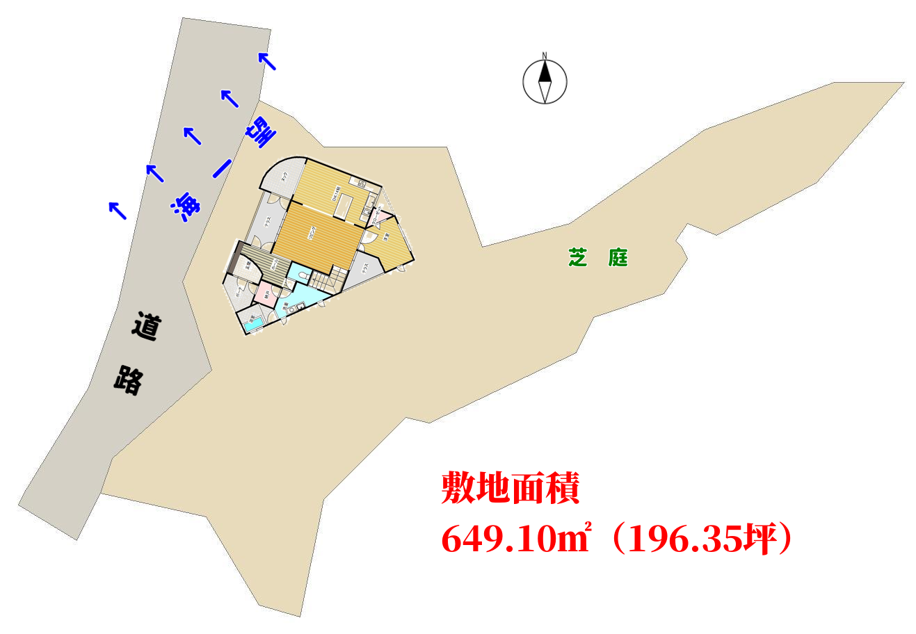 千葉県館山市坂田、房総の別荘　敷地図