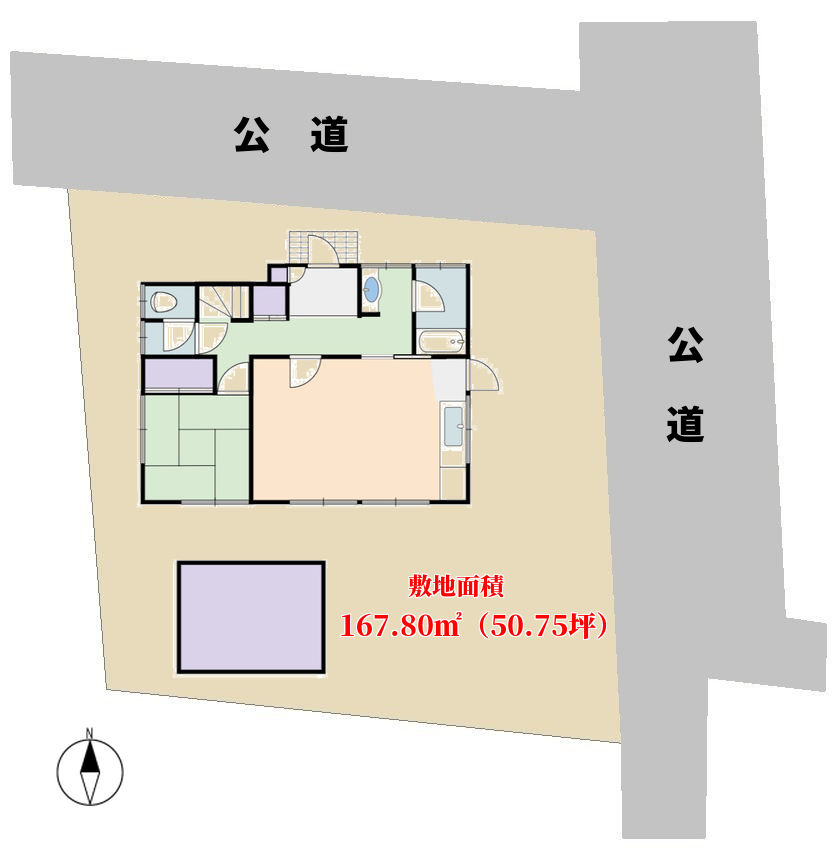 千葉県館山市北条の中古住宅　物件の敷地図