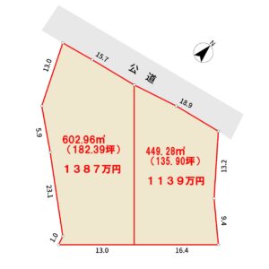 海遠望売地　南房総市千倉町瀬戸　449.28㎡（135.90坪）　1139万円 物件概略図