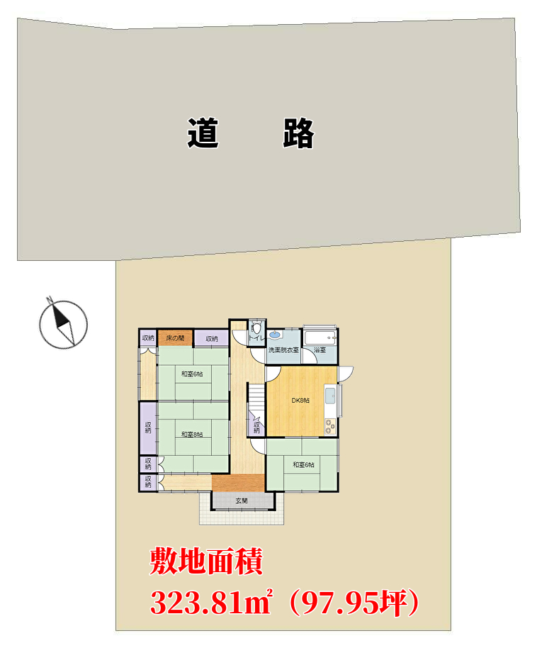千葉県南房総市山下の不動産,中古戸建,敷地の概略図