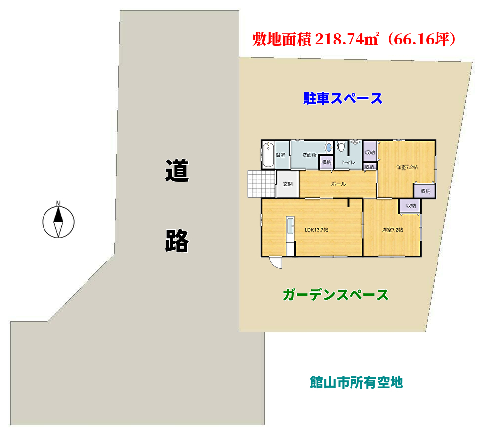 千葉県館山市北条の不動産、中古別荘敷地概略図