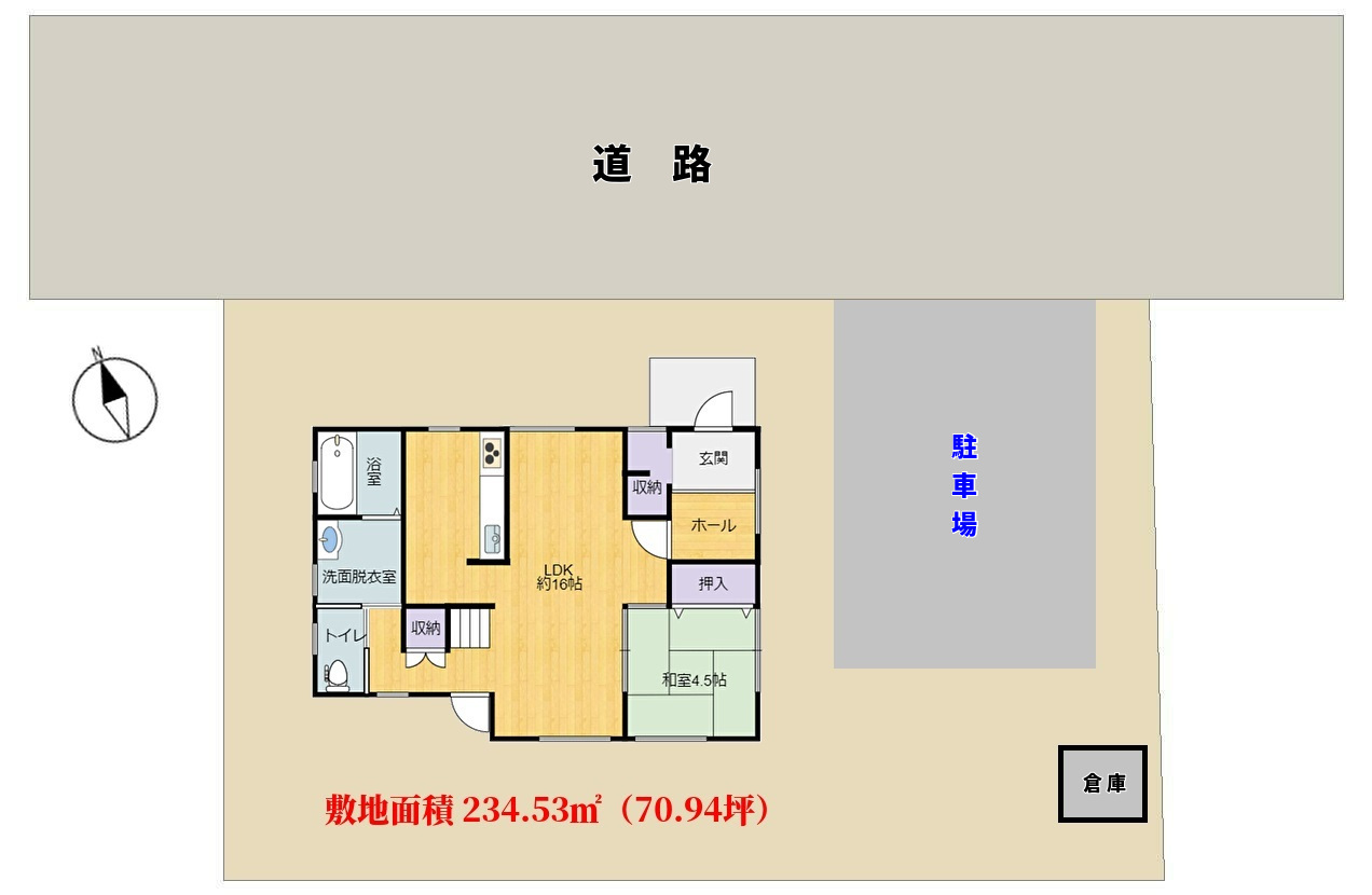 千葉県館山市長須賀の不動産、中古戸建て、敷地概略図
