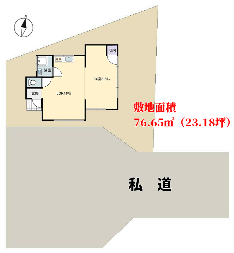 千葉県館山市波左間の不動産、敷地概略図