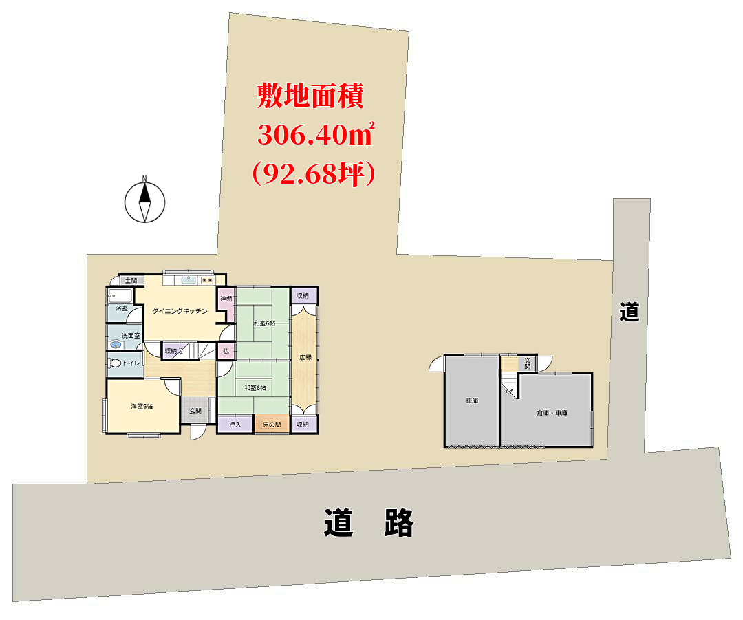 千葉県館山市八幡の不動産、移住物件、敷地概略図