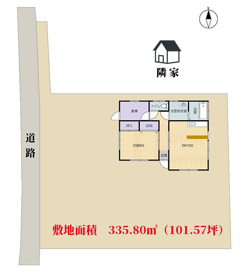 千葉県館山市北条の不動産、中古戸建て、敷地概略図