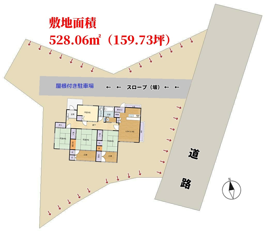 千葉県富津市岩瀬の中古住宅,敷地概略図
