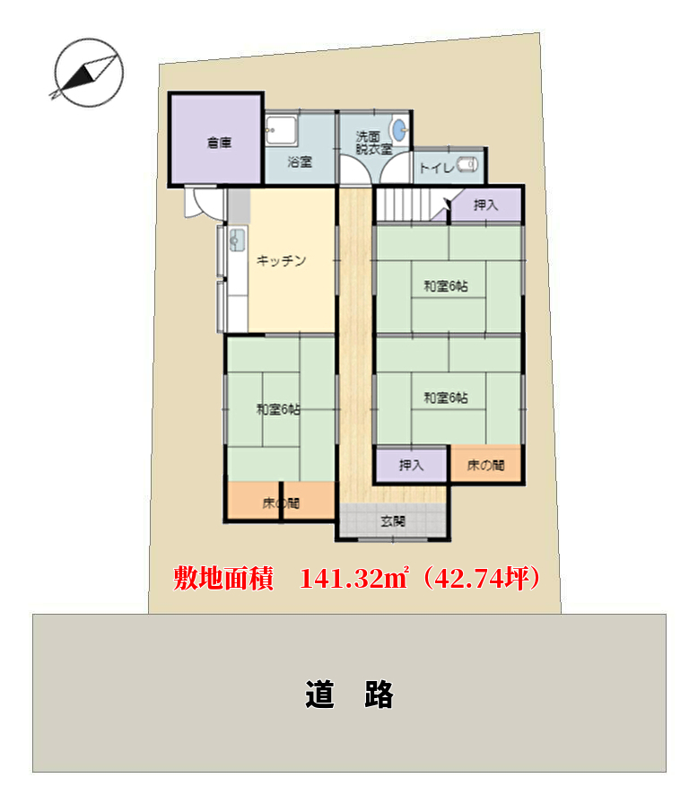千葉県館山市相浜の不動産、中古戸建て、海近物件、敷地概略図