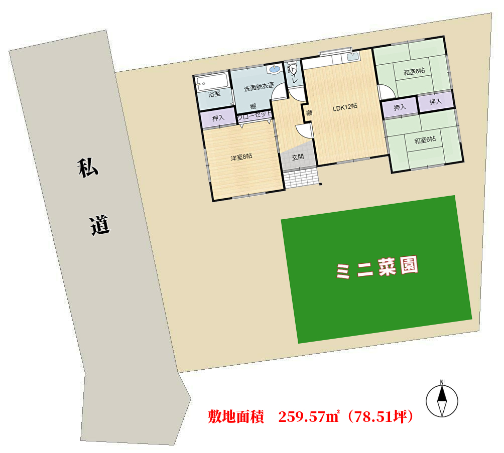 千葉県南房総市府中の不動産、敷地概略図