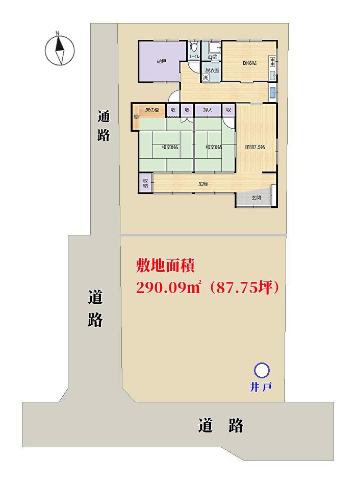 千葉県富津市富津の不動産、戸建て、別荘、敷地概略図