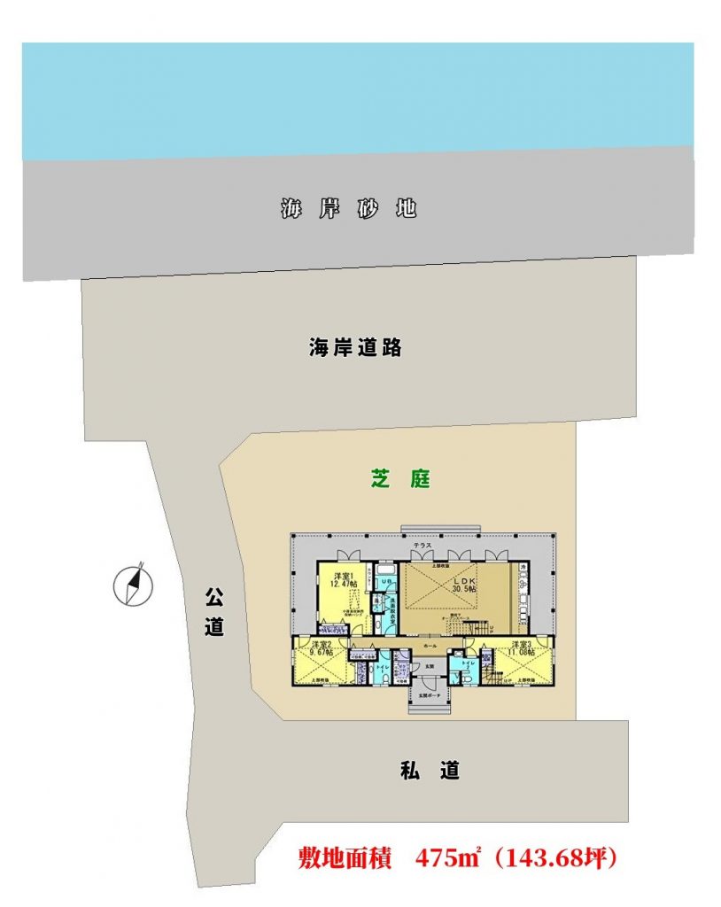 千葉県南房総市富浦町多田良の不動産、海前の別荘、敷地概略