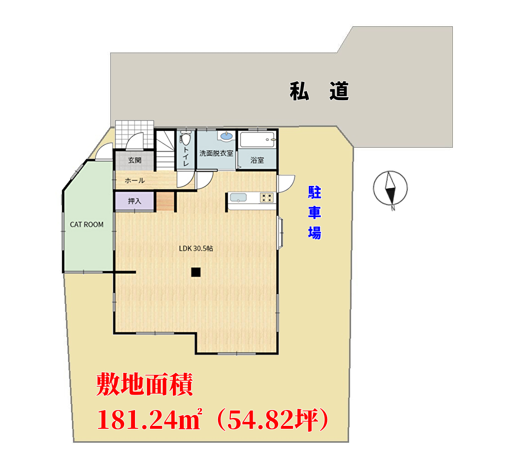 千葉県館山市腰越の不動産、中古戸建て、敷地概略図
