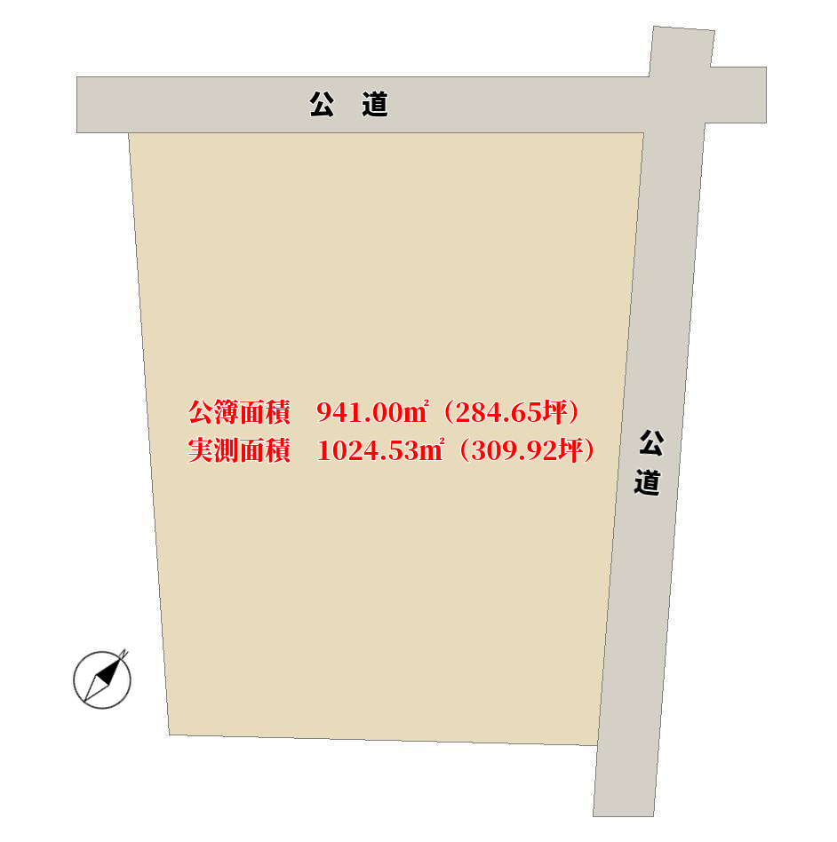 千葉県館山市布沼の別荘地、敷地概略図