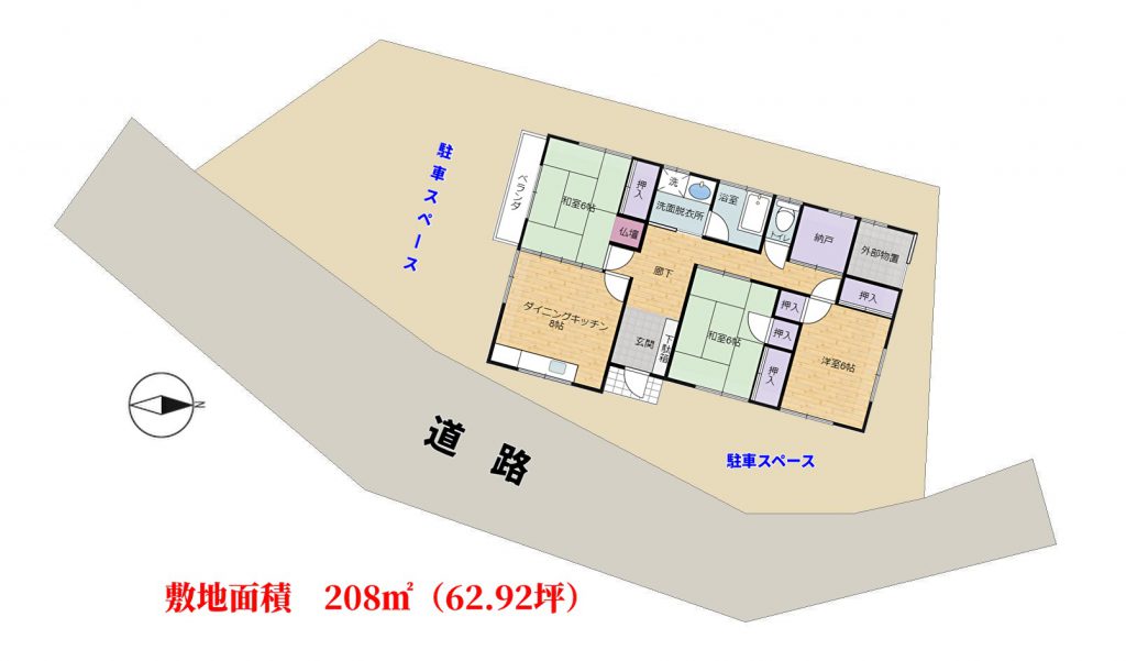 千葉県館山市南条の不動産、戸建て、敷地概略図