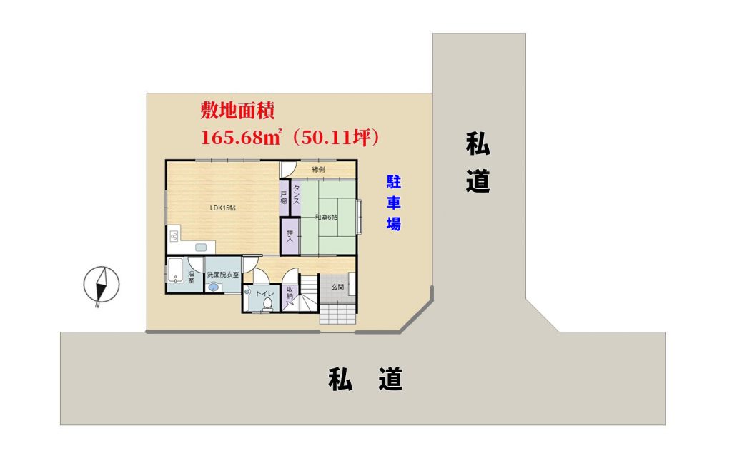 千葉県館山市正木の不動産、中古戸建て、敷地概略図