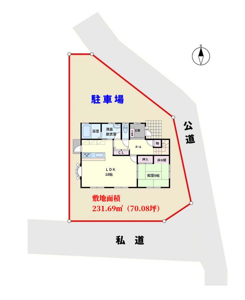 千葉県館山市湊の不動産、中古戸建て、物件敷地概略図