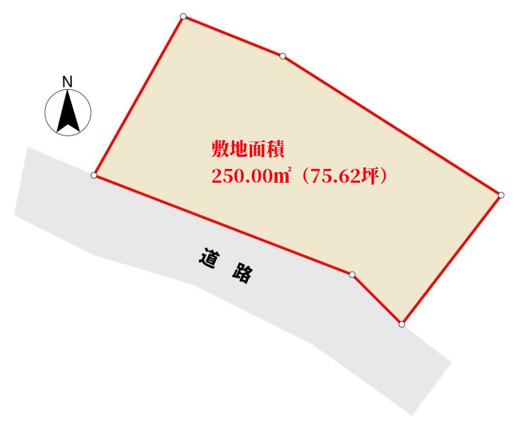 千葉県館山市上真倉の不動産、土地、住宅用地、物件敷地概略
