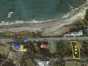 千葉県館山市坂田の不動産、土地、海前物件、海っぺり、海一望、地図でもご確認ください