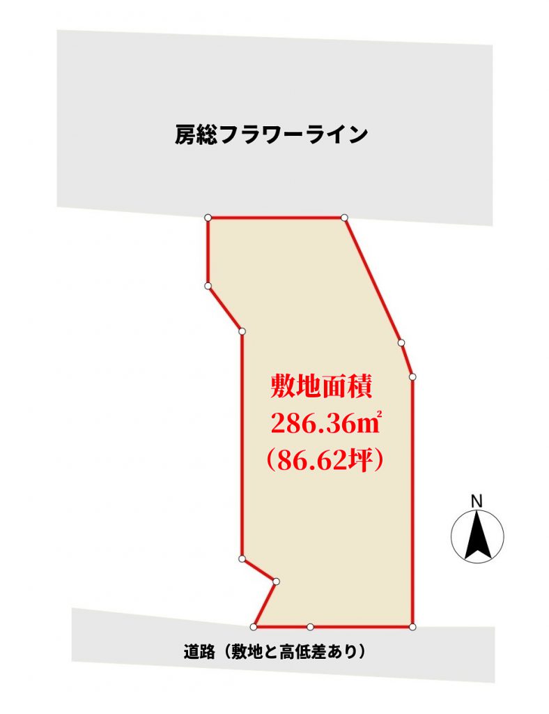 千葉県館山市坂田の不動産、海が見える土地、別荘地、敷地概略図