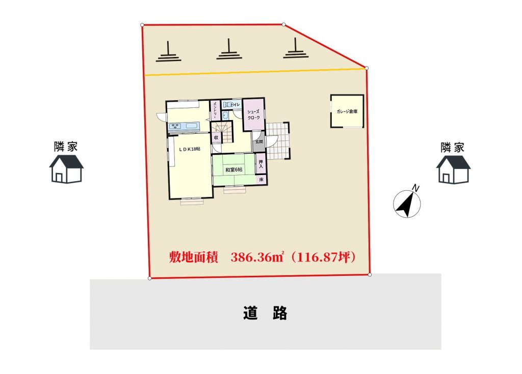 千葉県君津市八重原の不動産、戸建て、物件敷地概略