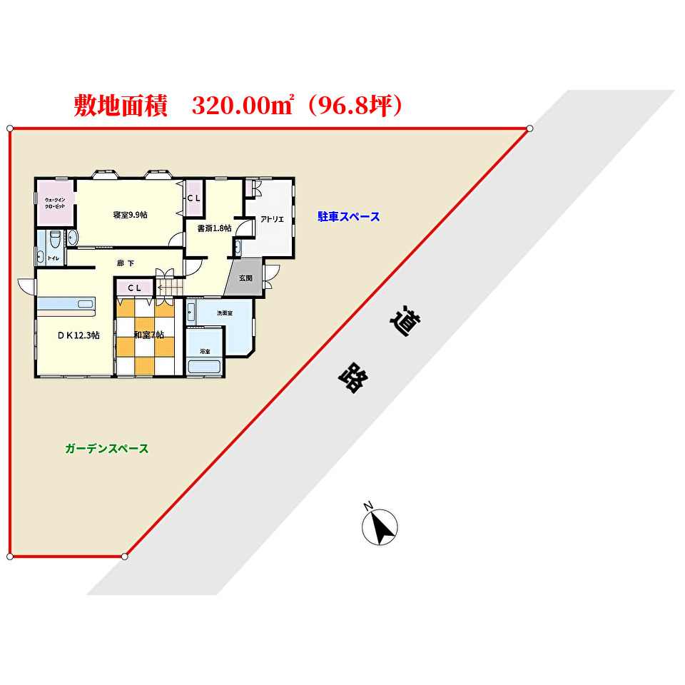千葉県南房総市高崎の不動産、中古戸建て、別荘、海が見える、敷地概略図