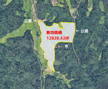 広大売山林　木更津市矢那　42408㎡（12828.42坪）　1900万円 物件概略図