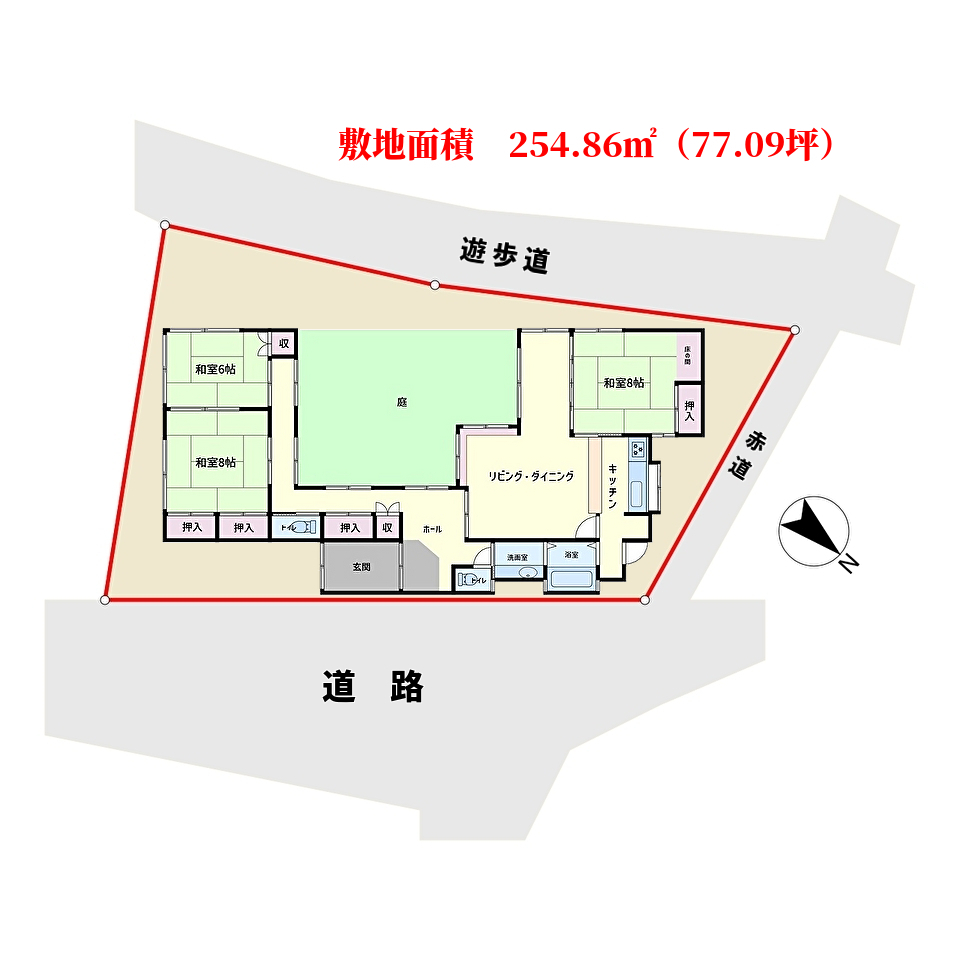 千葉県南房総市市部の不動産、別荘、敷地概略図