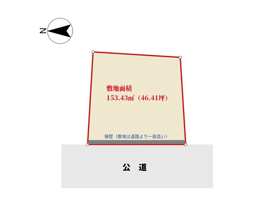 売地 館山市上野原 153.43㎡(46.41坪) 340万円 物件概略図