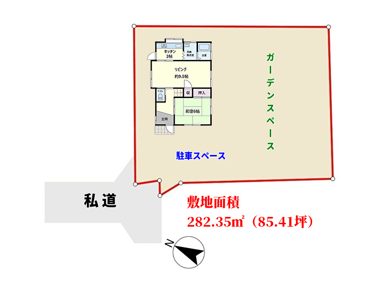 千葉県館山市那古の不動産、中古戸建て、移住推奨物件、敷地概略図