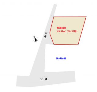 海望売地　館山市相浜　69.41㎡（20.99坪）　140万円 物件概略図