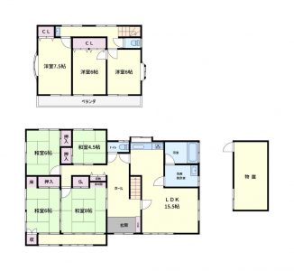 海浜大型売家 南房総市千倉町白間津 7LDK 798万円 間取り