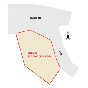 売地　南房総市上滝田　417.70㎡（126.35坪）　350万円 物件概略図