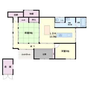 リノベ済売民家　館山市宮城　2LDK　1980万円 間取り