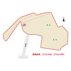 古民家付広大売地　館山市江田　5713.69㎡（1728.39坪）　980万円 物件概略図