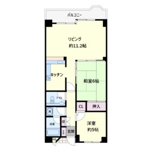 海望売マンション　鴨川市東町　2LDK　1300万円 間取り