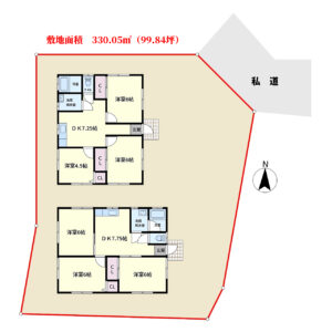 売家2棟　館山市北条　3DK／3DK　2500万円 物件概略図