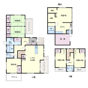 離れ付売家　館山市神余　5LDK＋離れ　3500万円 間取り