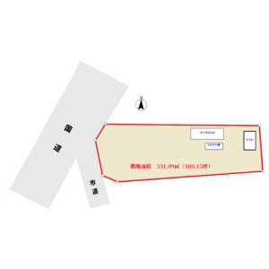 売地（バスなど車付）　いすみ市岬町江場土　331.09㎡（100.15坪）　1280万円 物件概略図