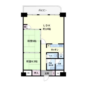 海前売マンション　南房総市白浜町乙浜　2LDK　1250万円 間取り