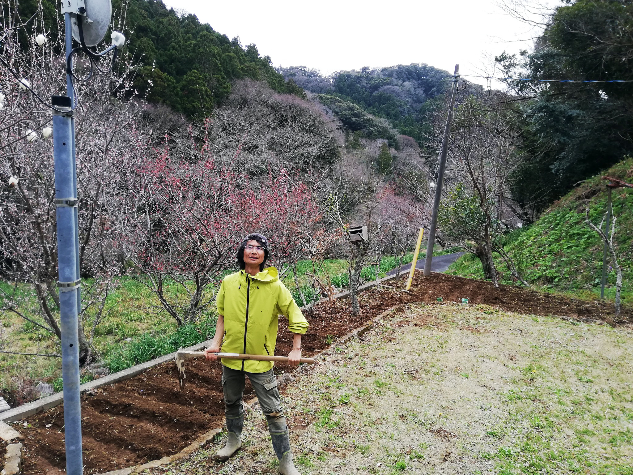 【畑仕事に精を出す加藤さん】