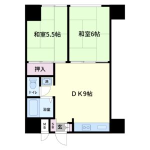 海望売マンション　鴨川市東江見　2DK　480万円 間取り