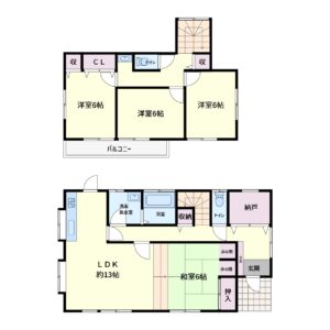 海遠望売家　南房総市和田町海発　4SLDK　1750万円 間取り