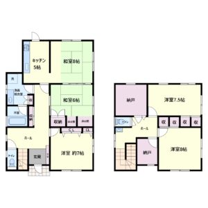 広庭付売家　南房総市千倉町平舘　5SSK　1250万円 間取り