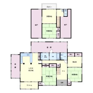 広庭付大型別荘　南房総市高崎　5SSLDK他　2750万円 間取り