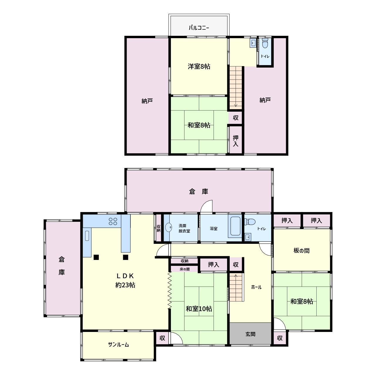 広庭付大型別荘　南房総市高崎　5SSLDK他　2480万円 間取り