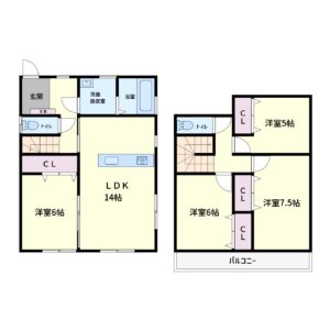 売家　館山市高井　4LDK　1750万円 間取り