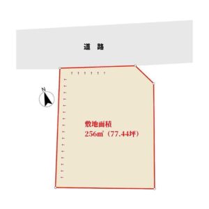 売地　館山市神余　256㎡（77.44坪）　100万円 物件概略図