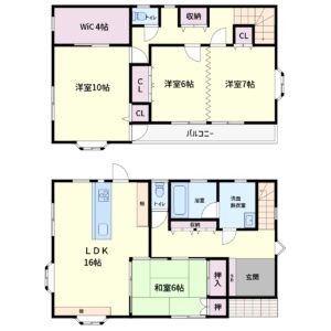売家　館山市正木　4SLDK　1650万円 間取り