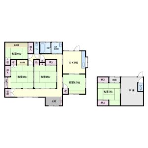 海近売家　南房総市千倉町忽戸　4DK＋車庫兼倉庫　888万円 間取り