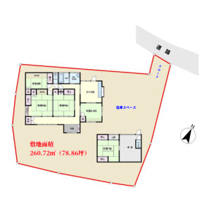 海近売家　南房総市千倉町忽戸　4DK＋車庫兼倉庫　888万円 物件概略図