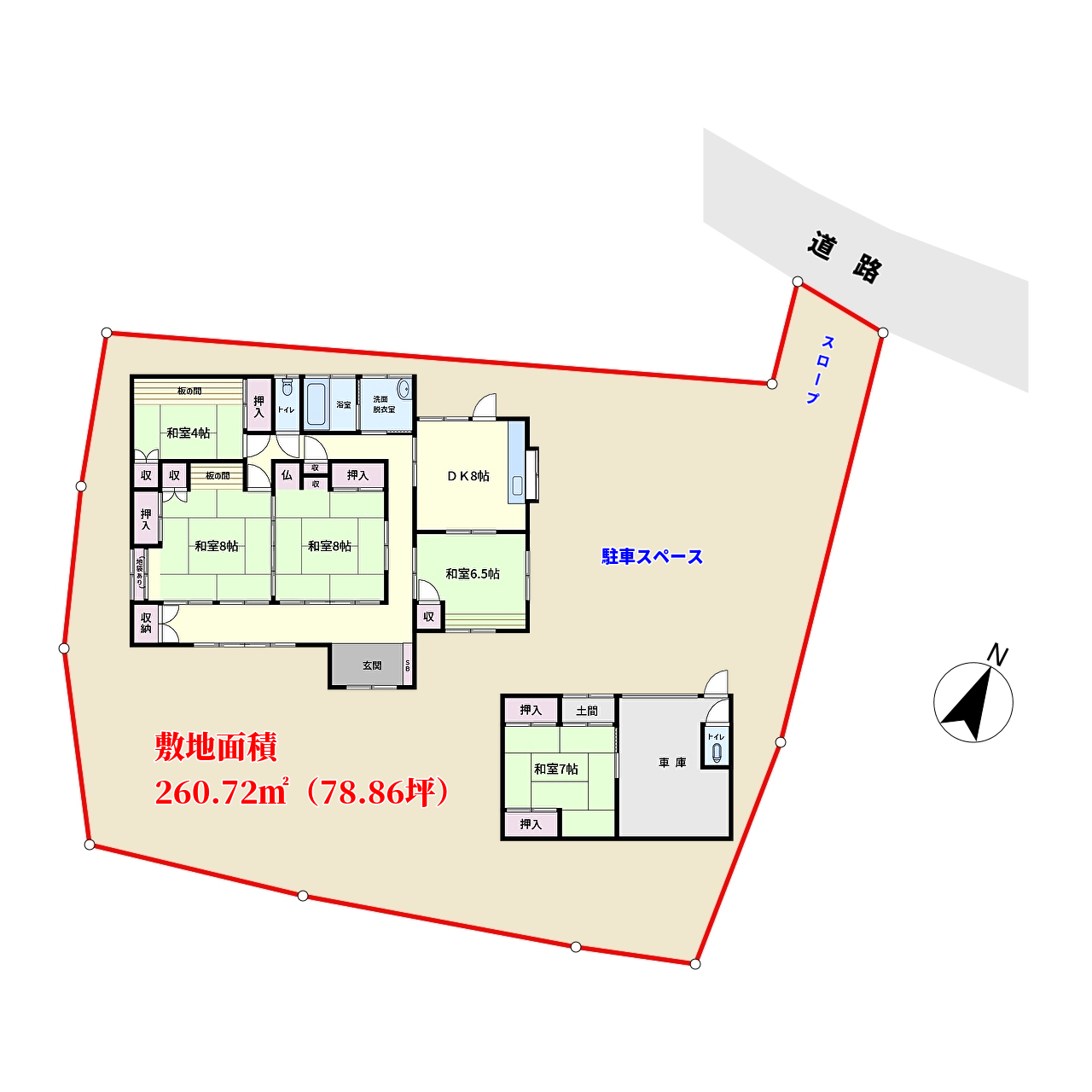 海近売家 南房総市千倉町忽戸 4DK+車庫兼倉庫 888万円 物件概略図